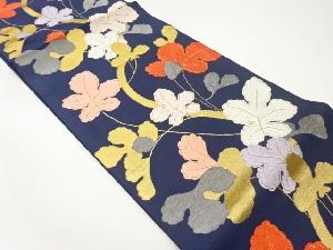 蔦に葉模様織出し開き名古屋帯（額縁仕立て）